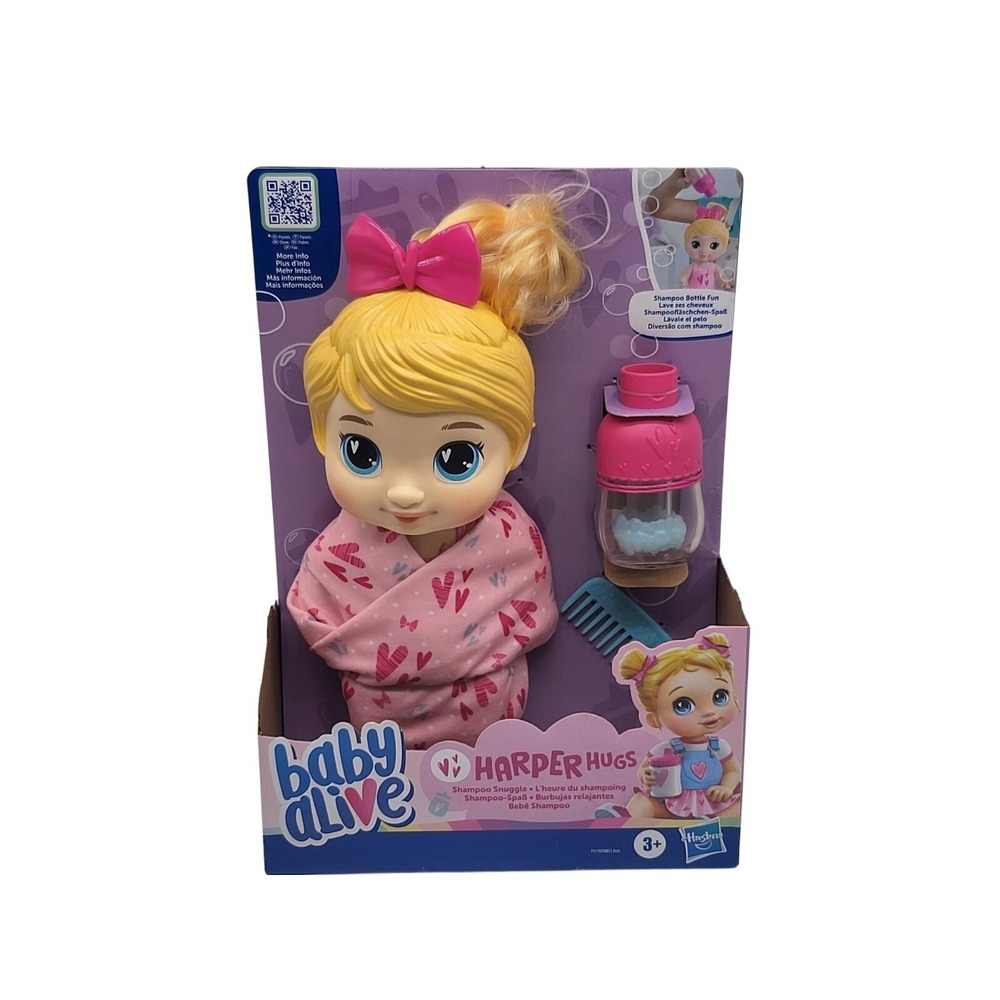 Baby Alive Harper Hugs Shampoo Snuggle Doll 11 Inch Blonde New